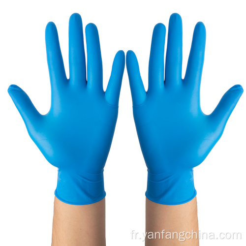 Examen jetable bleu gants en nitrile pour médical